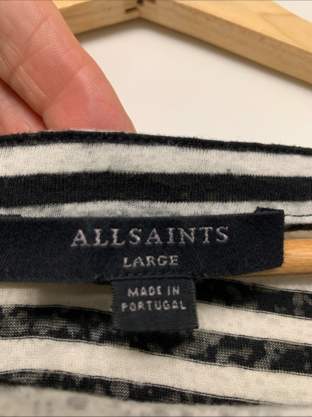 AllSaints Black & White Striped Tee in Large super light airy long sleeve comfy - Picture 4 of 6